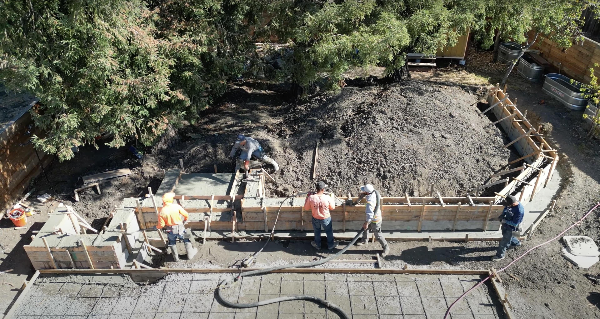 Large-scale commercial concrete foundation construction project